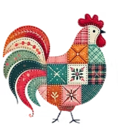 Patchwork rooster logo